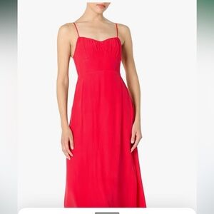 New The Drop Red Llnea Midi Dress with Spaghetti Straps with front slit